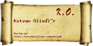 Kotvan Olivér névjegykártya